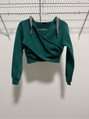 Monnalisa Girls Cross-Front Crop Top Hoodie Size 6 & M (14/16)